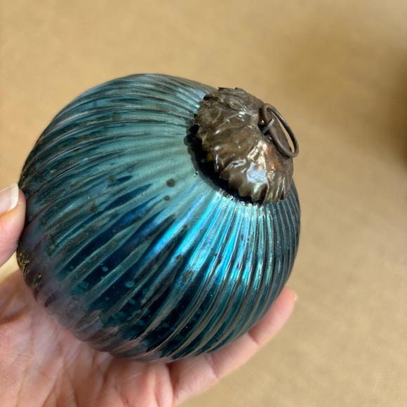 Deep Blue Glass Ornament, set of 4 - Picture 3 of 4